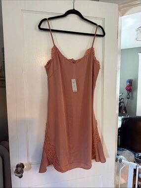 Banana Republic Dusty Rose Lace-Trim Slip Dress